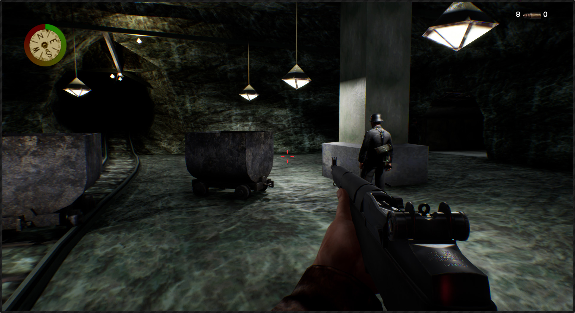 The player fights through an underground mine in Medal of Honor Retro Remake