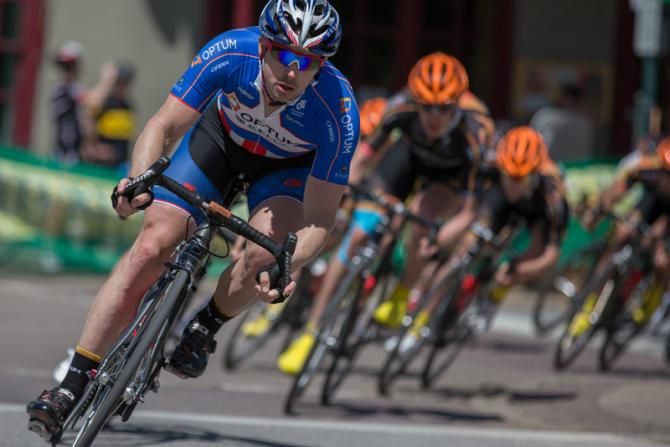 Ken Hanson leads his Optum teammates and race leader Chad Haga during the final stage of the Joe Martin Stage Race. Hanson spent much of the race at the front.
