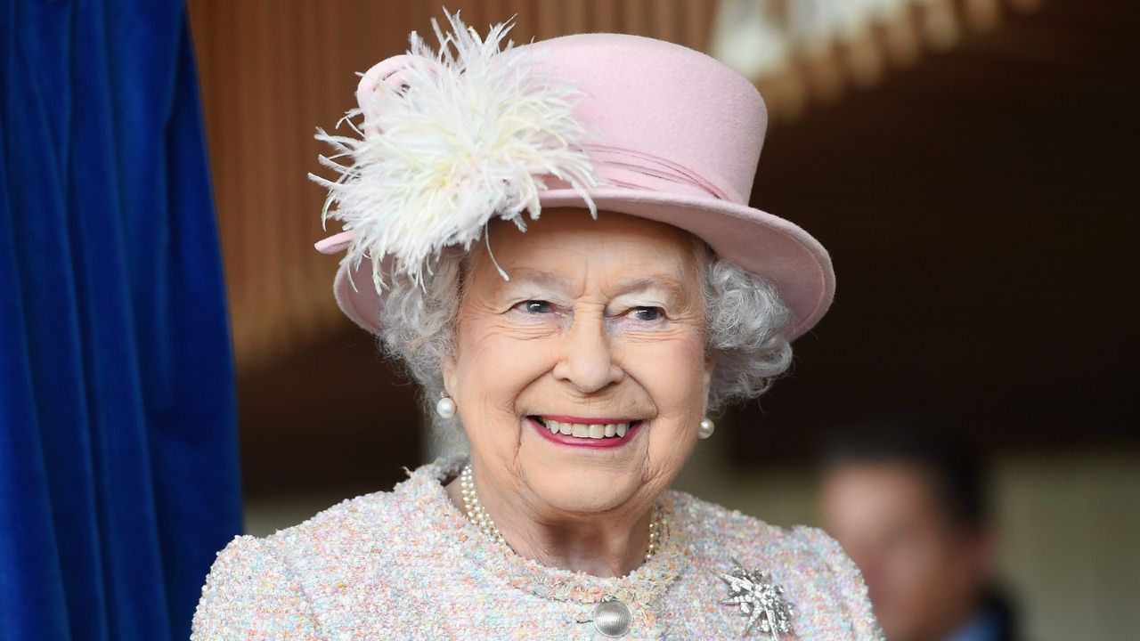 Queen Elizabeth II is seen at the Chichester Theatre while visiting West Sussex on November 30, 2017 in Chichester, United Kingdom.