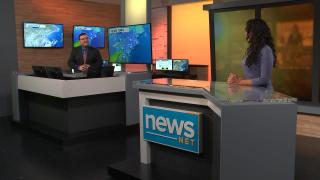 Meteorologist Morris Langworthy joins Samana Sheikh on NewsNet's new set.