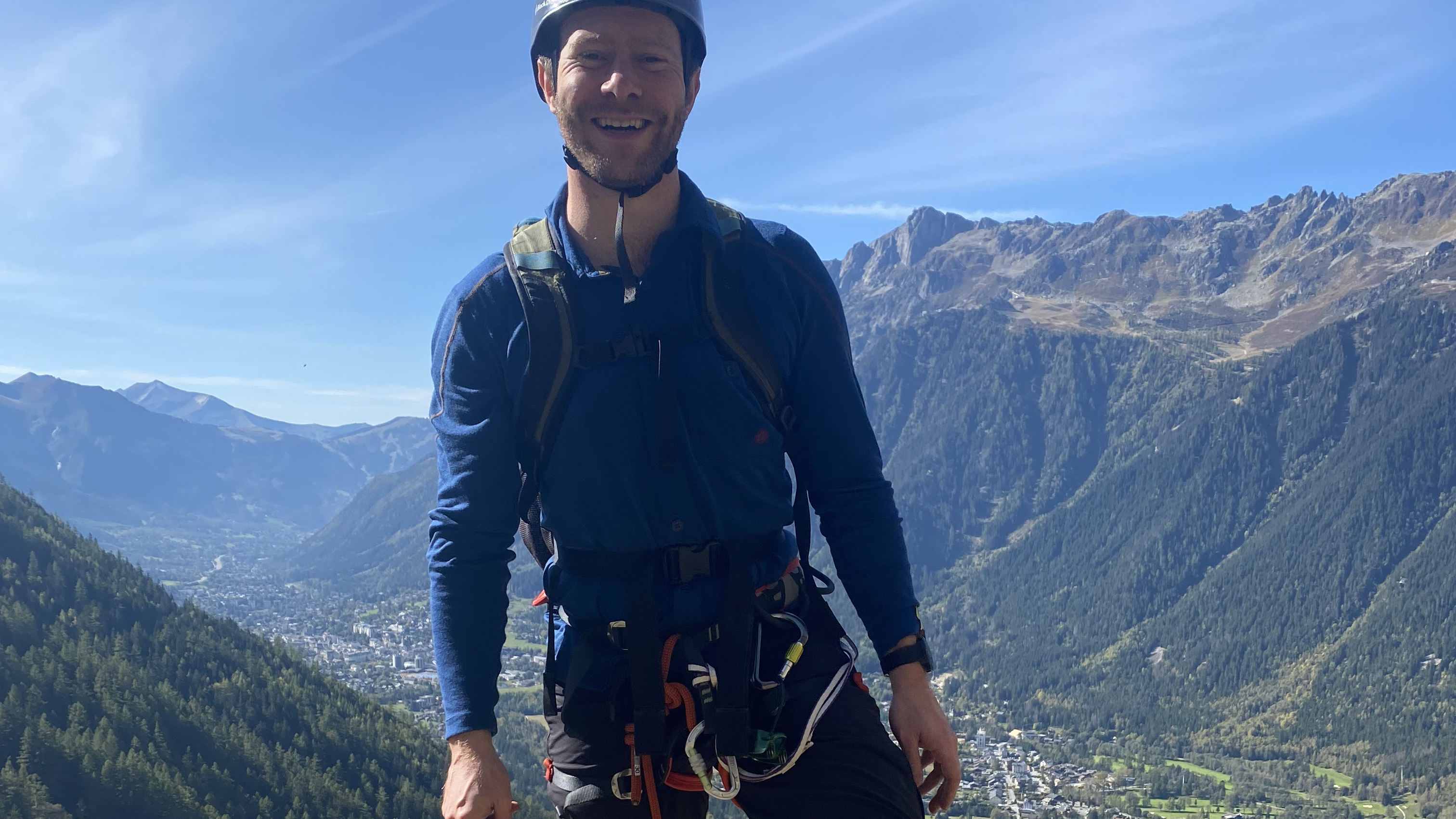 how to put on a climbing harness: Alex in Chamonix