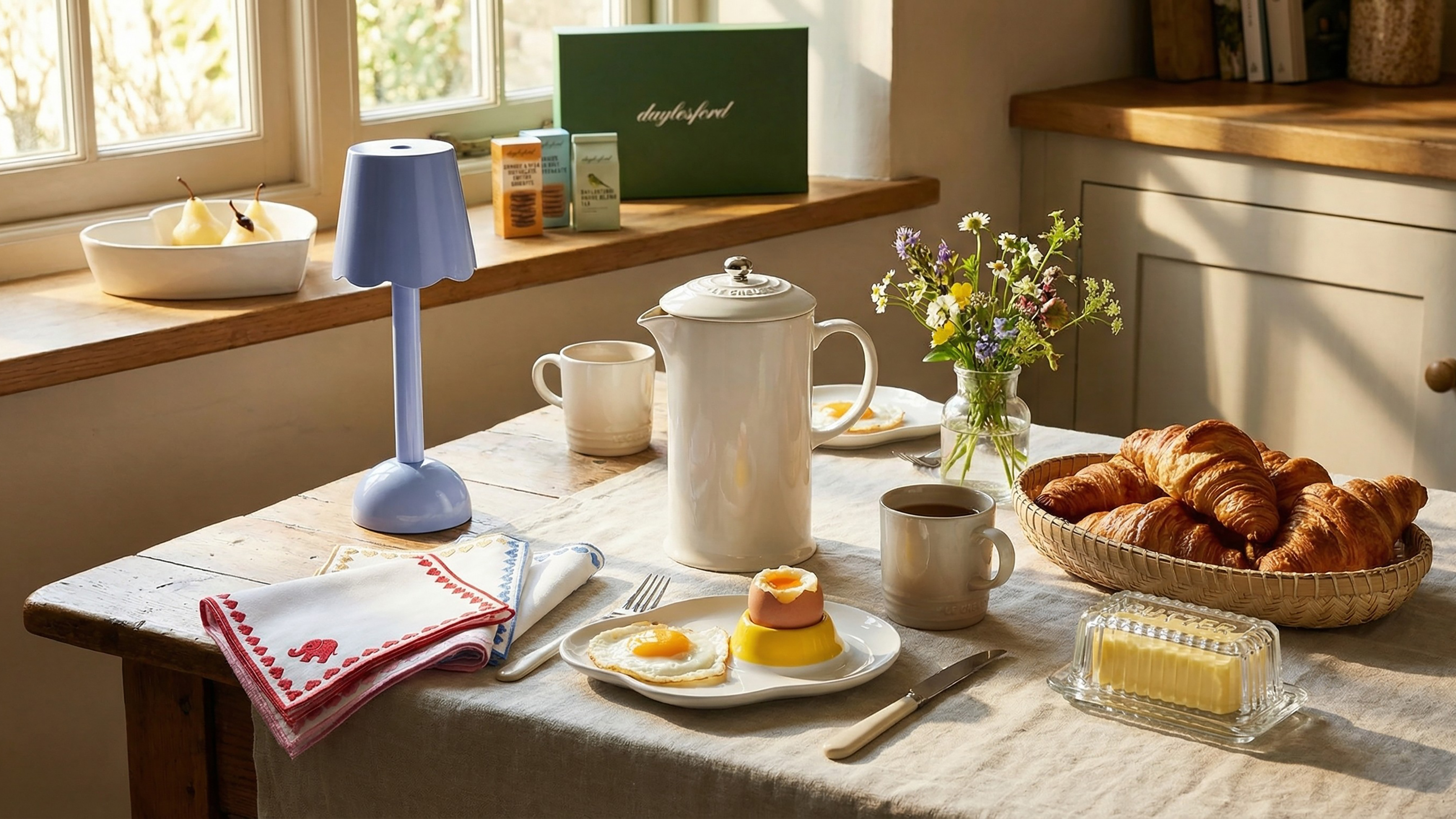 Brunch kitchen set up on table