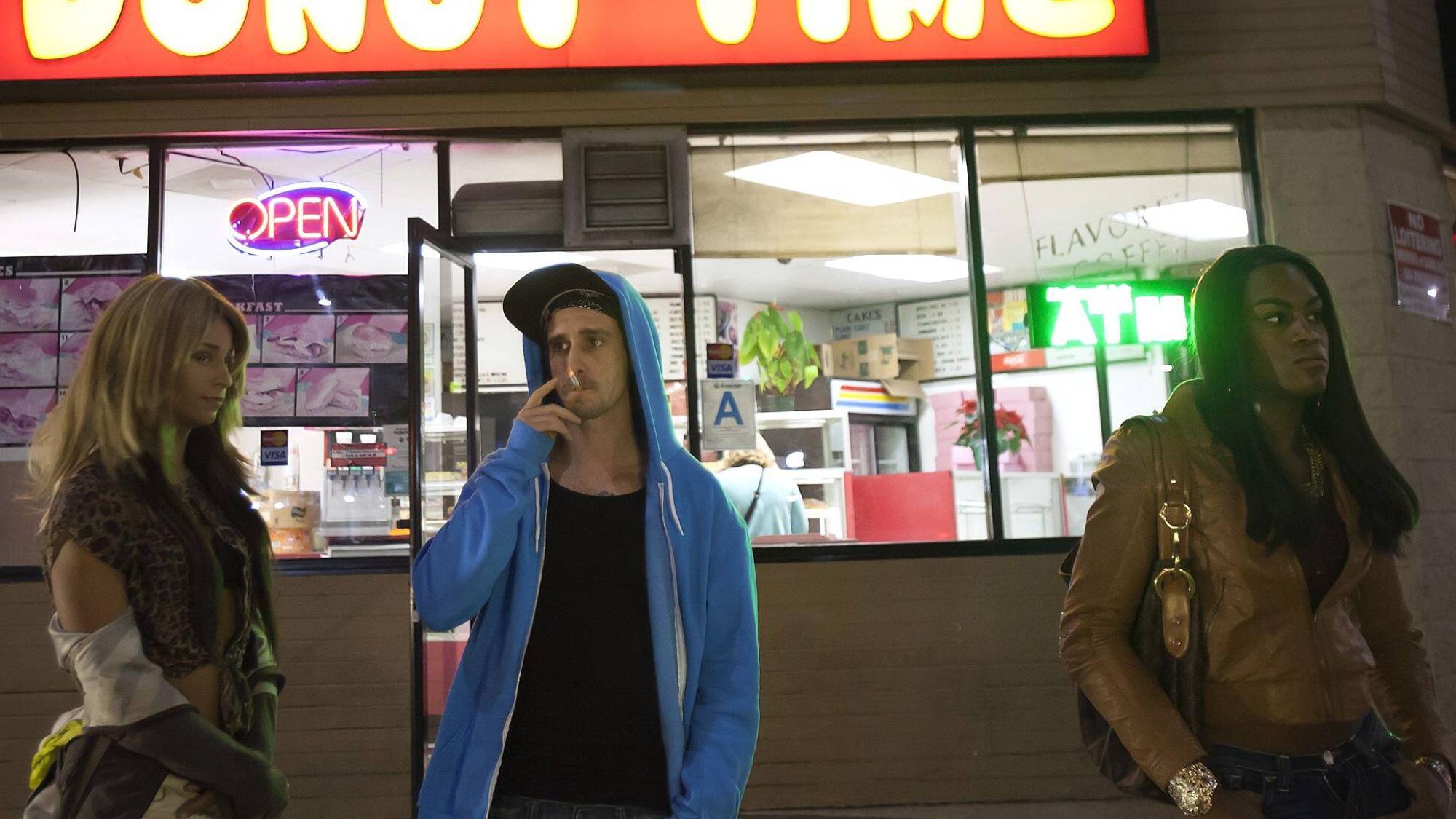 (L-R) Mickey O'Hagan as Dinah, James Ransone as Chester and Mya Taylor as Alexandra in "Tangerine" now streaming on Netflix