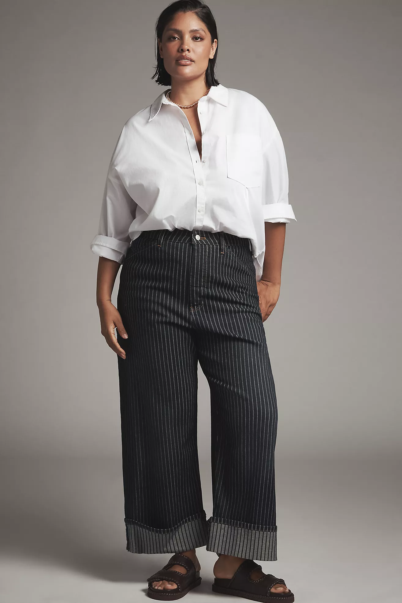 The Kayden Railroad Stripe Barrel Carpenter Jeans by Pilcro