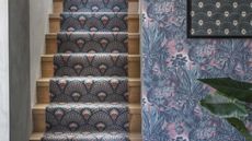 Art Deco inspired staircase runner ideas with fanned design