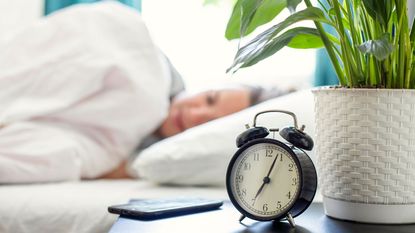 woman sleeping in bedroom with plant