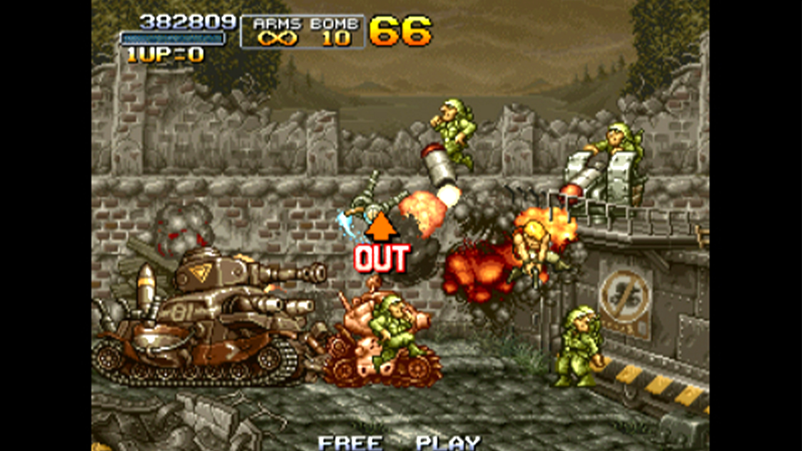Screens from pixel art shooter Metal Slug