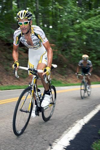 George Hincapie ploughs on as the race gets hotter.