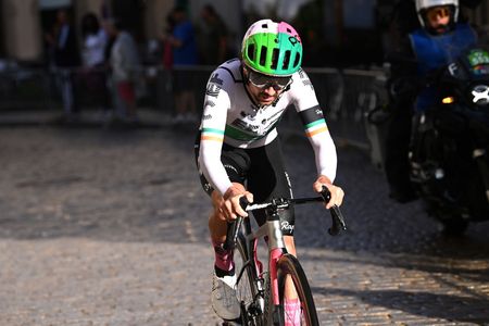 MERTERT LUXEMBOURG SEPTEMBER 22 Ben Healy of Ireland and Team EF EducationEasyPost competes in the breakaway during the 83rd Skoda Tour Luxembourg 2023 Stage 3 a 1684km stage from Mertert to Vianden on September 22 2023 in Vianden Luxembourg Photo by Tim de WaeleGetty Images