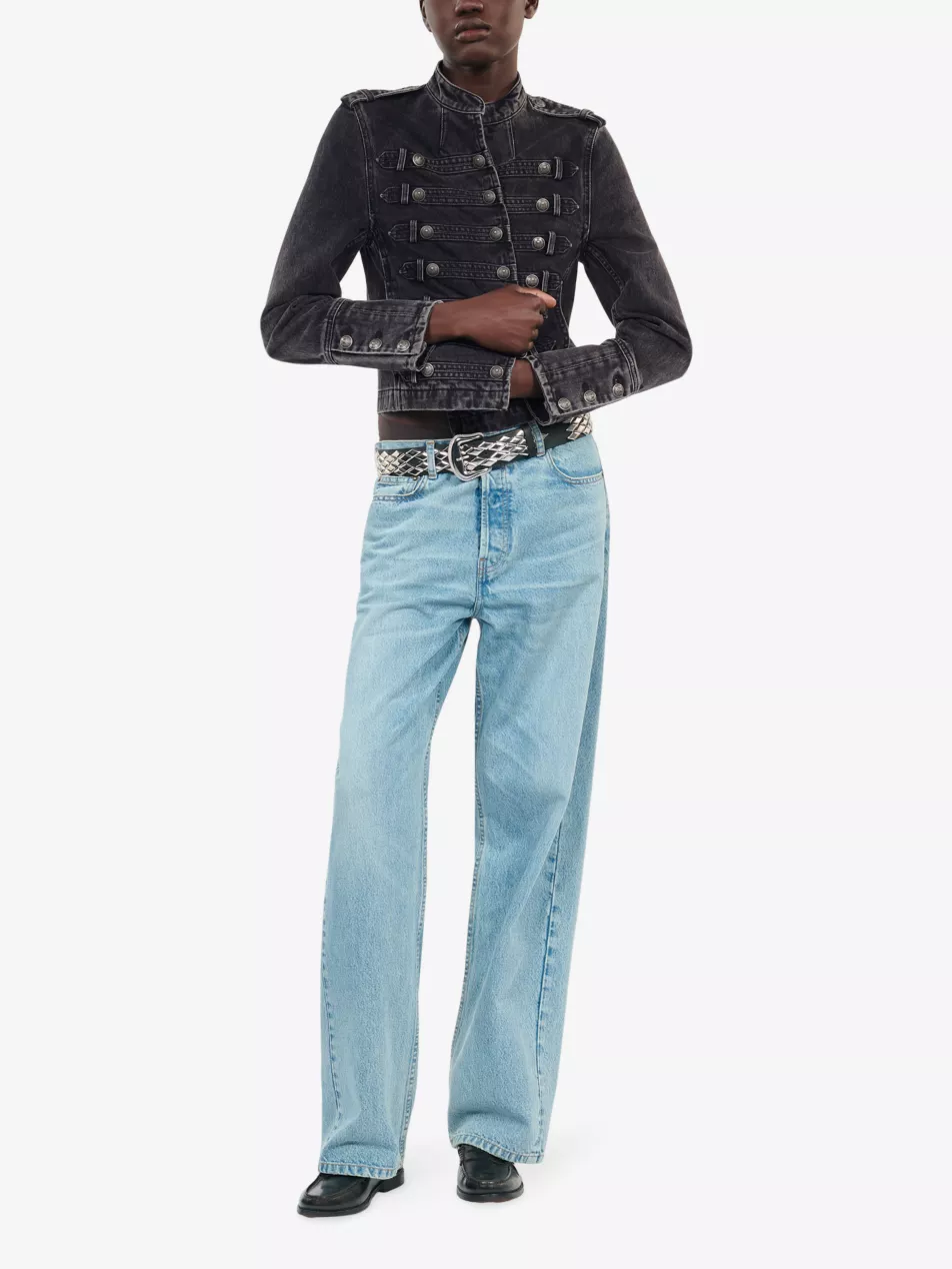 Button-Embellished Slim-Fit Denim Jacket - Xs