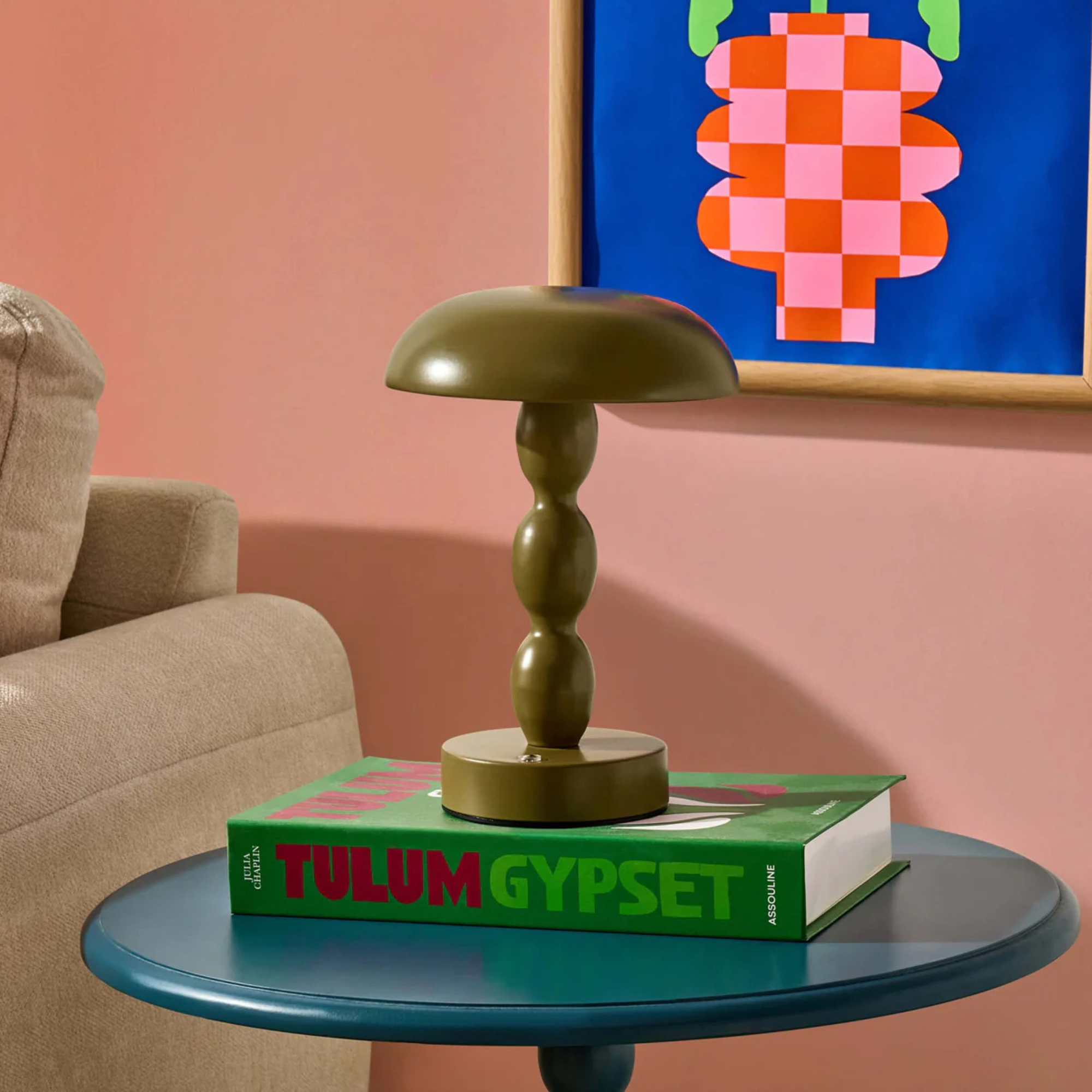 Dusk Kirsty Bobbin Lamp in olive.