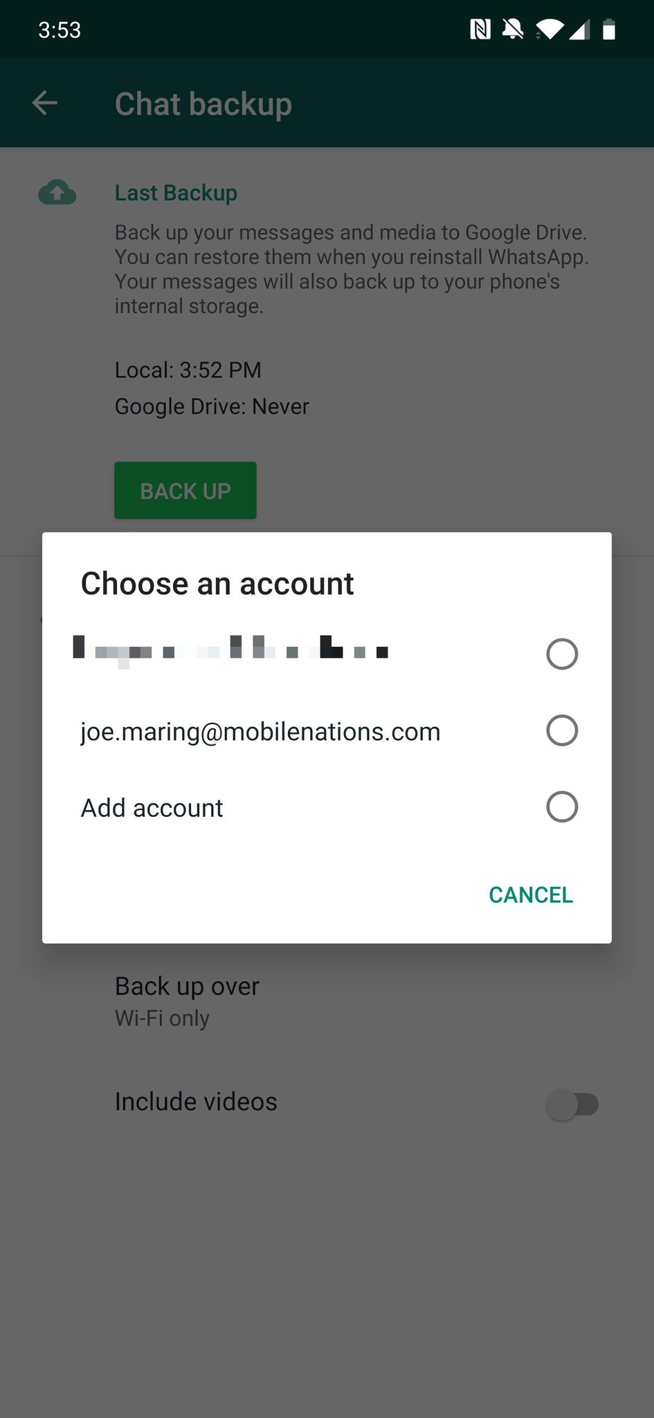 Manual backup of WhatsApp Web messages and media