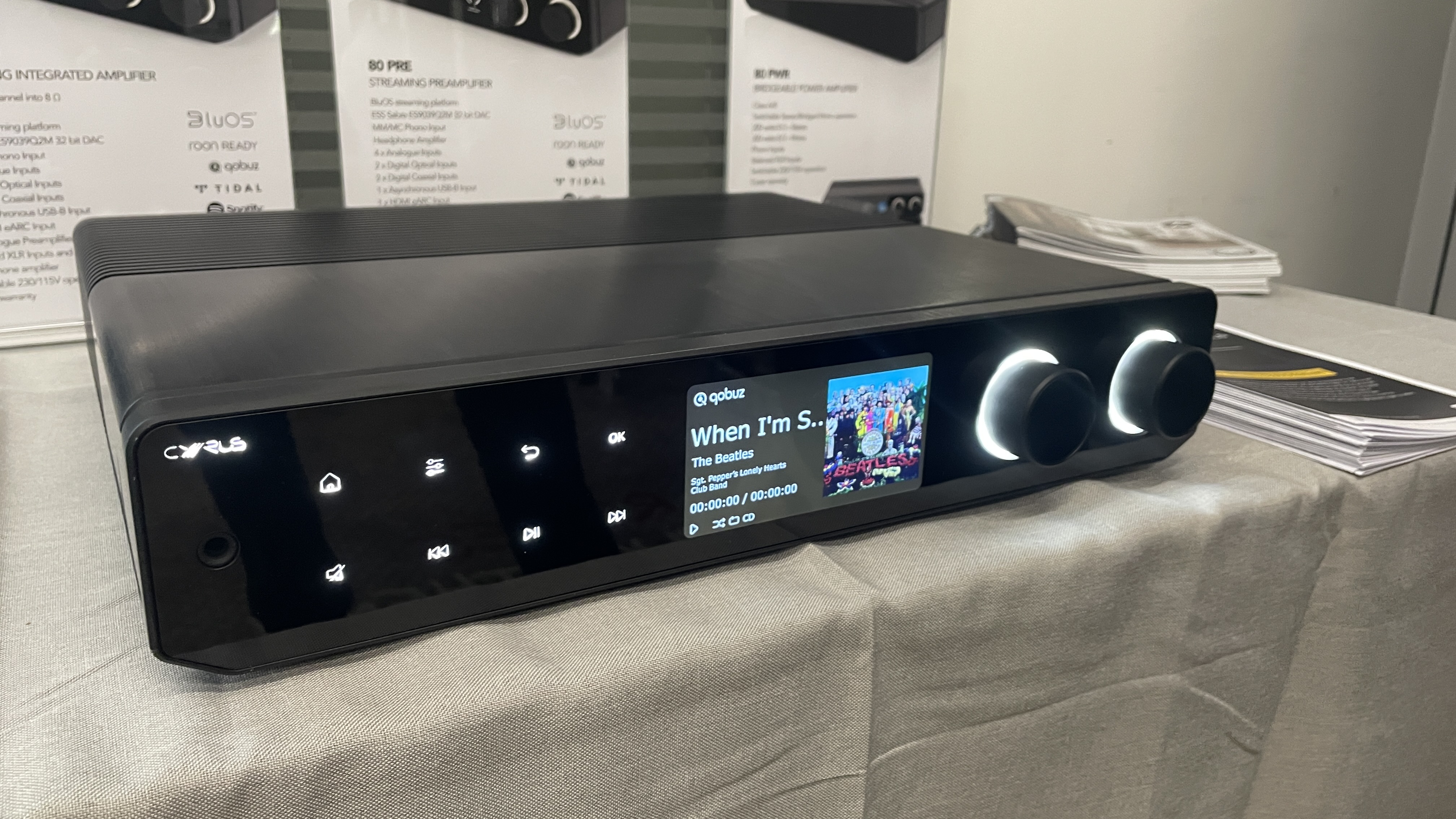 Cyrus 80 AMP on display stand