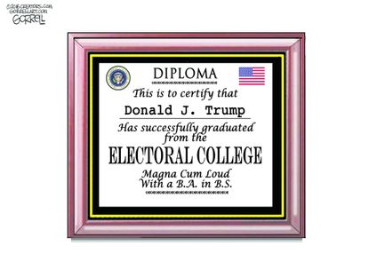 Political cartoon U.S. Trump Electoral College graduate