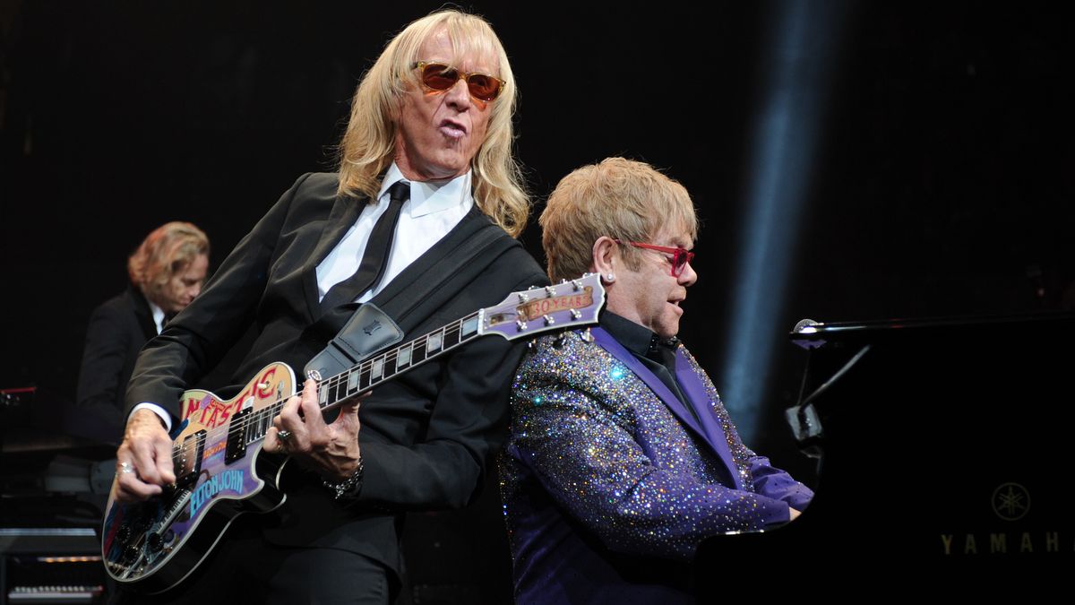 Davey Johnstone (left) and Elton John perform at the BankAtlantic Center in Sunrise, Florida on March 9, 2012