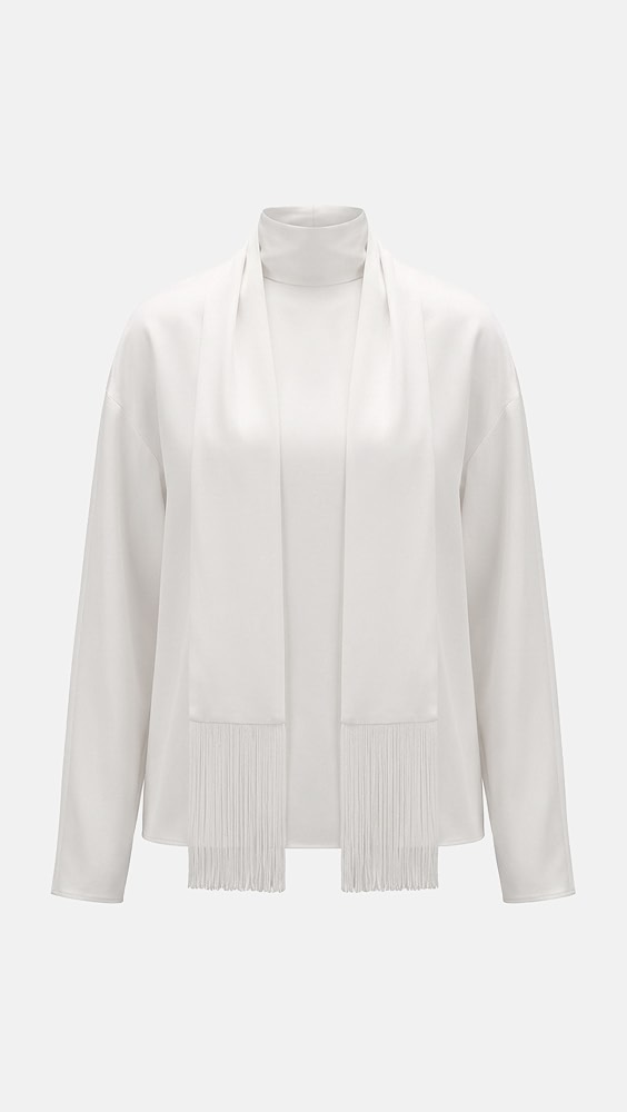 Leona Scarf Satin Top - White