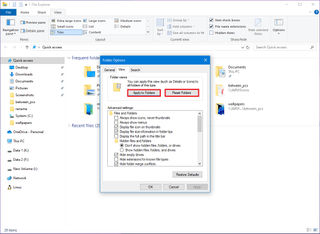 Windows 10 File Explorer reset folders view