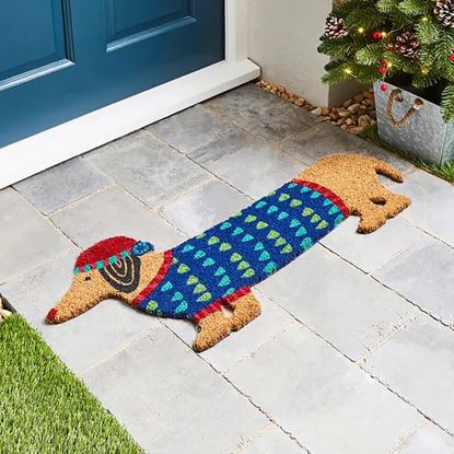 Dunelm dachshund christmas doormat.
