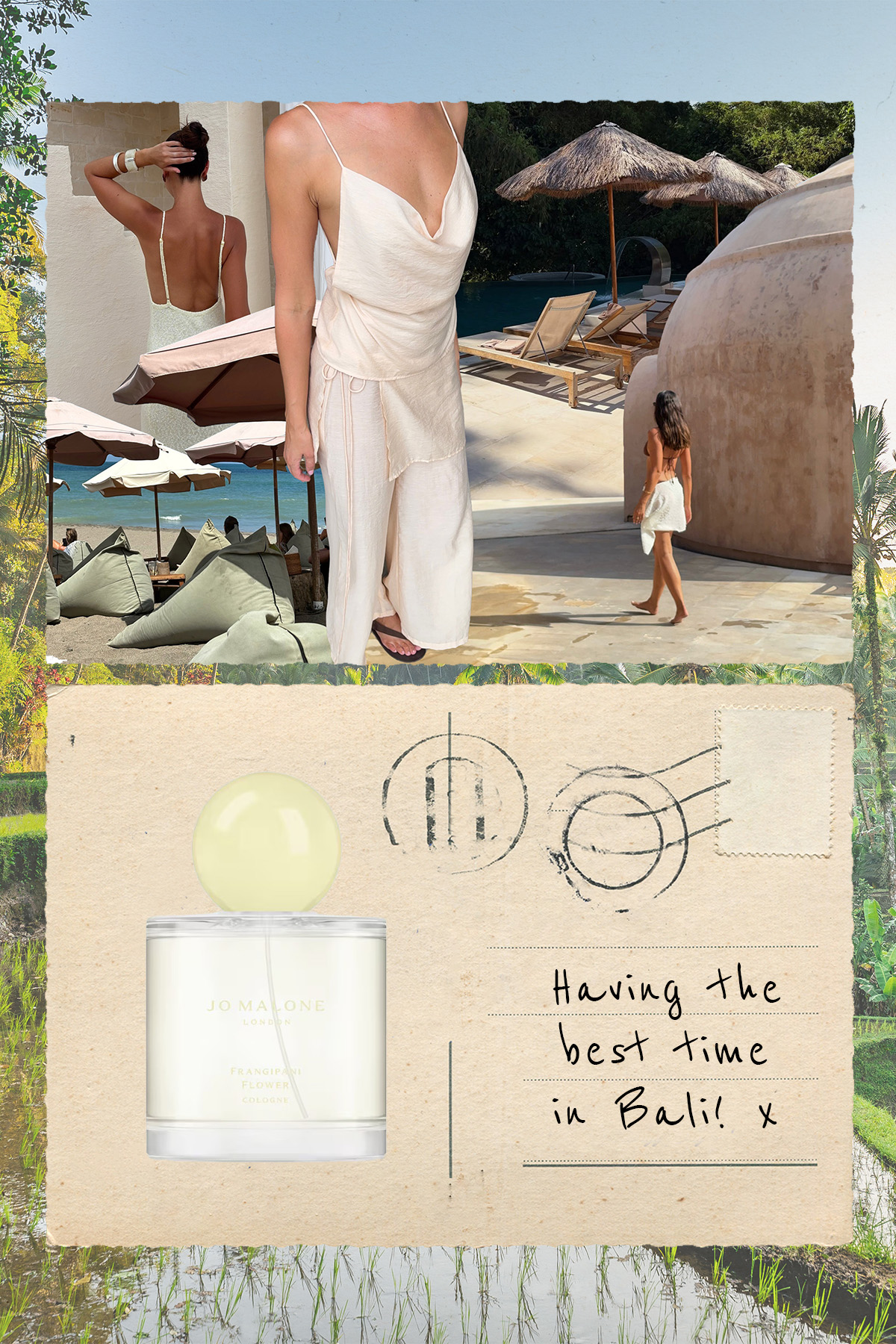 Creator @bellarychter in Bali and a picture of a Jo Malone London perfume