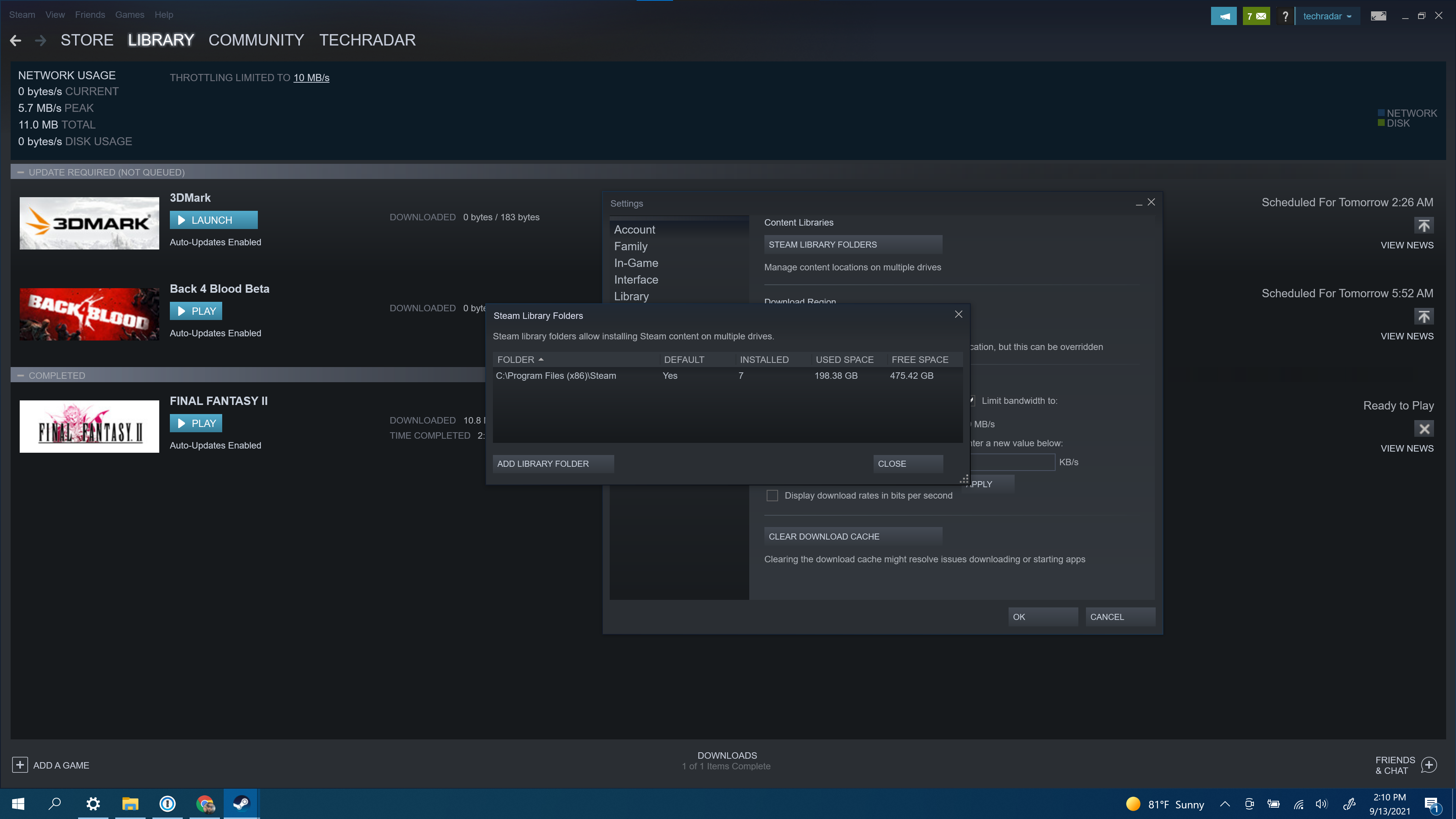 The old Steam storage manager view, showing how useless it really was