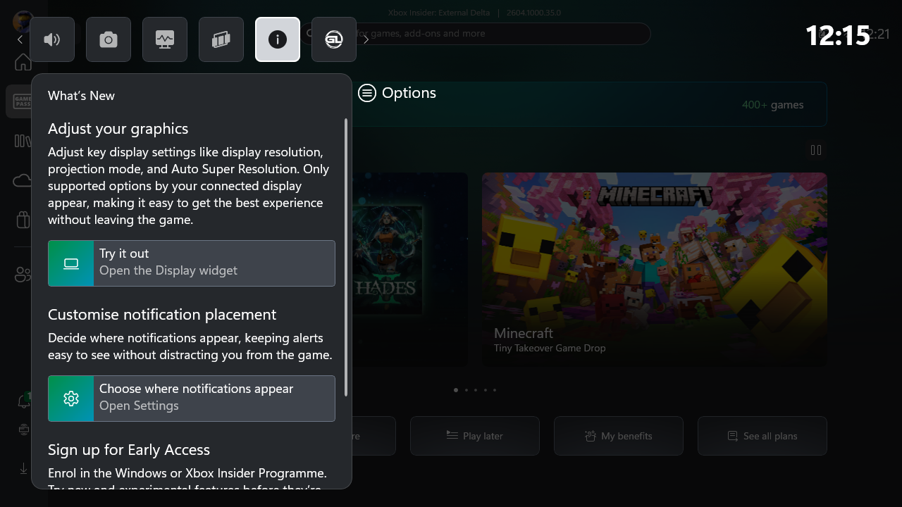 Xbox Game Bar and Xbox app updates