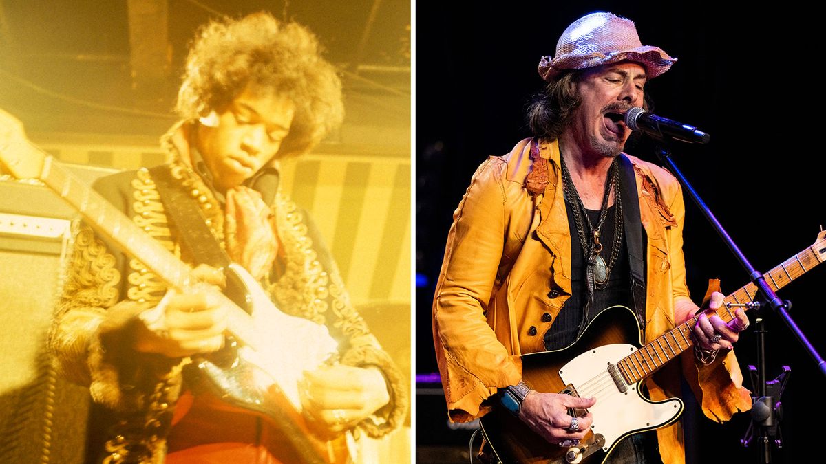 A compilation of Jimi Hendrix and Richie Kotzen playing guitar onstage