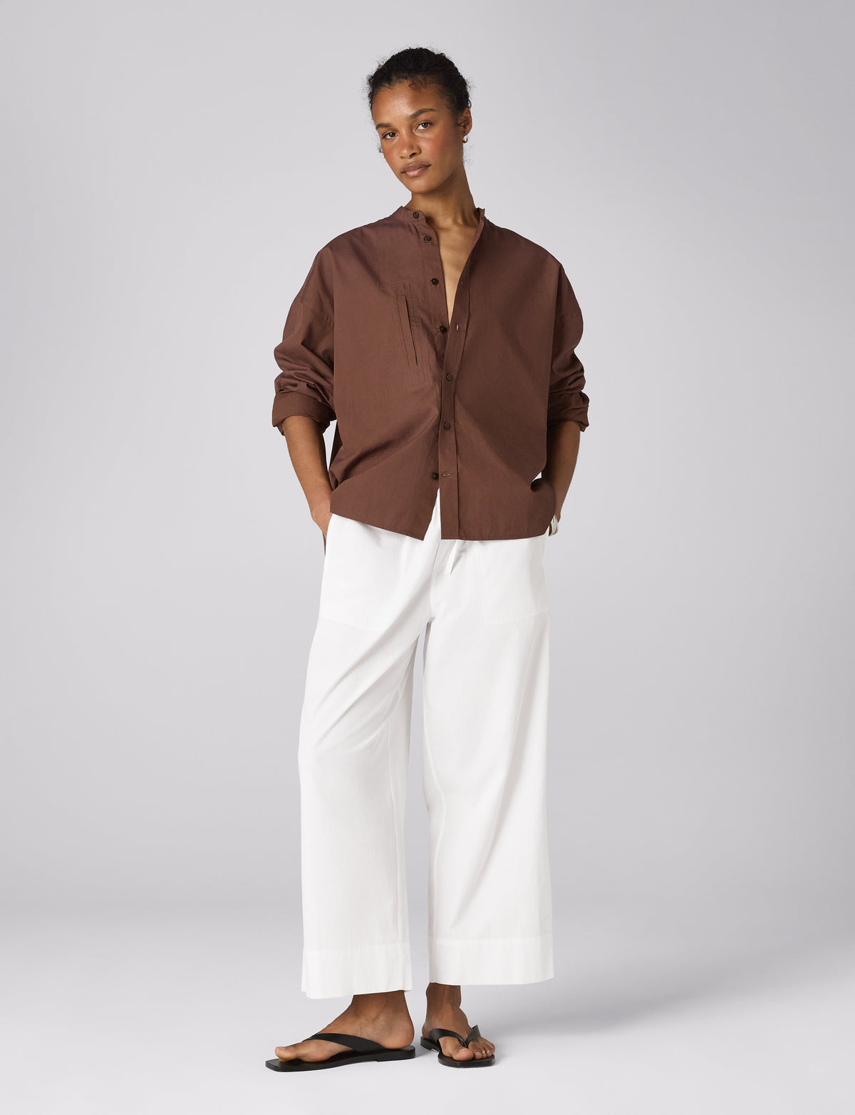 Portlligat Shirt: Fine Poplin, Mocha X Lucy Williams