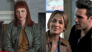 Jennifer Lawrence in Don't Look Up, and Jennifer Lopez and Ben Affleck in Gigli.
