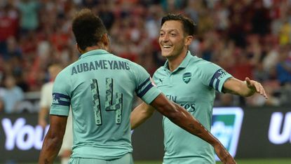 Arsenal striker Pierre-Emerick Aubameyang and midfielder Mesut Ozil