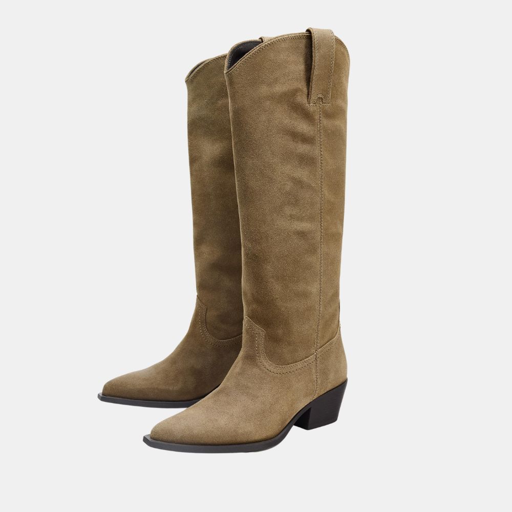 Image of suede knee-high boots