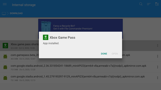 Downloading Game Pass shortcut on Android TV