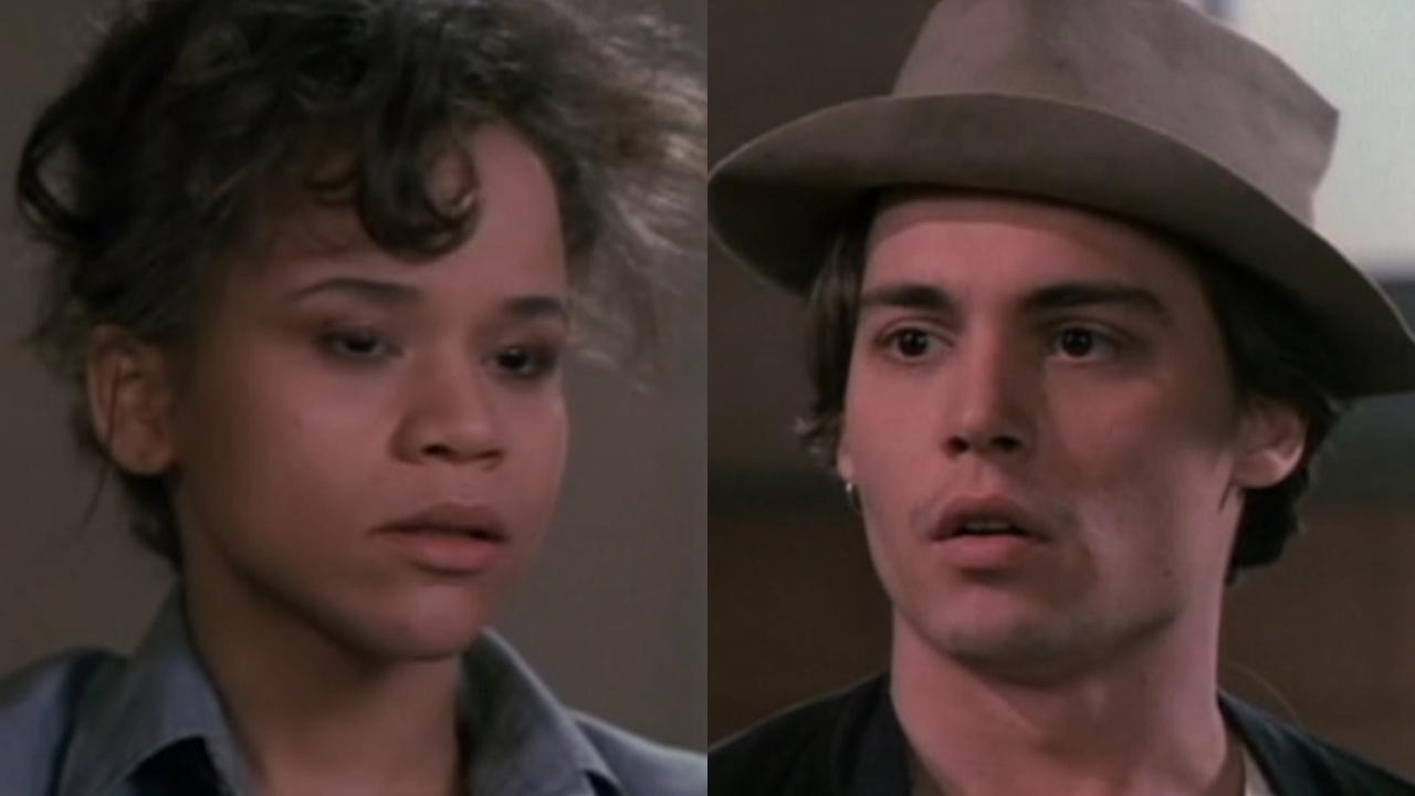 Rosie Perez sits looking dismayed, pictured next to Johnny Depp&#039;s concerned face, in 21 Jump Street, S4 E16 &quot;2245.&quot;