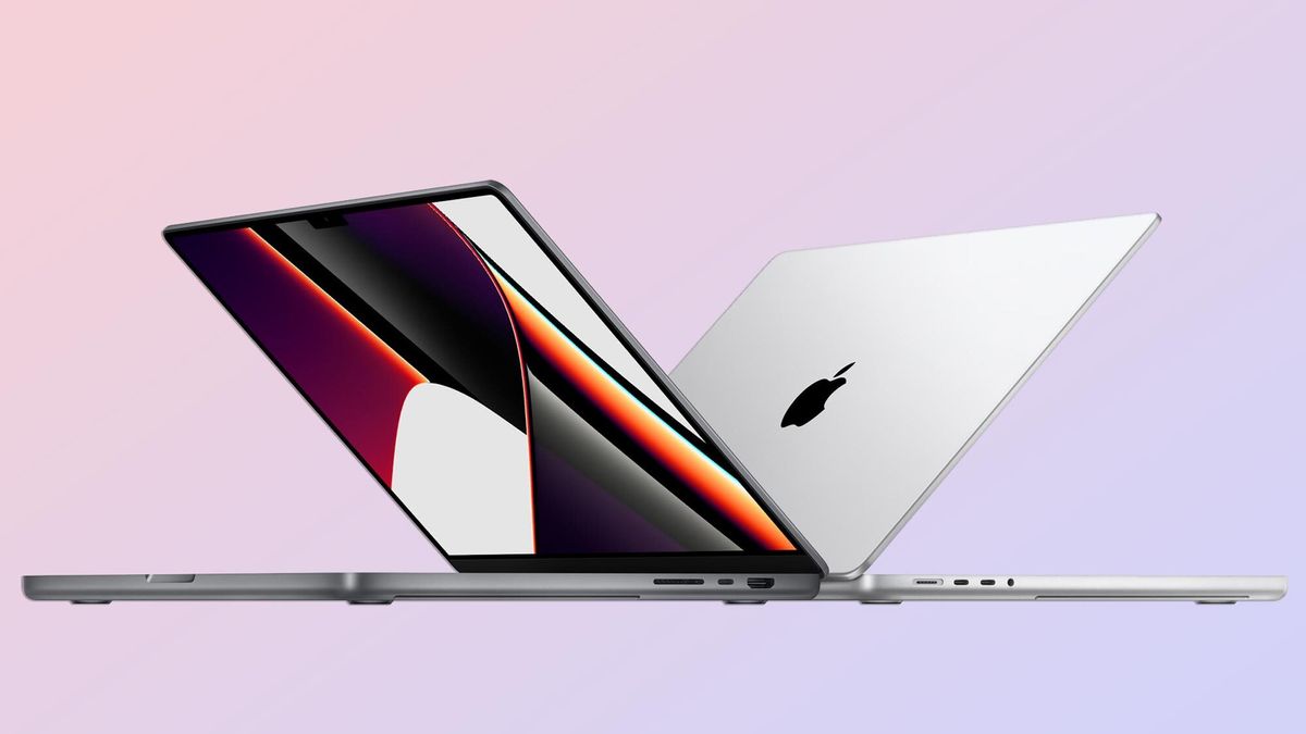 MacBook Pro 2021 on pastel background