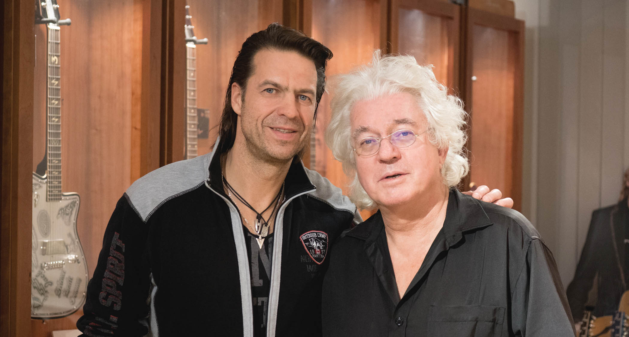 Dieter G&amp;ouml;lsdorf (right), designer and founder of Duesenberg Guitars, pictured with co-owner Ingo Renner