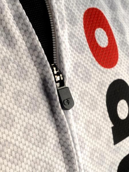 The hidden full-length front zipper sports an easy-to-find pull.