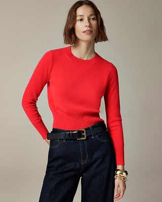 Cashmere Shrunken Crewneck Sweater