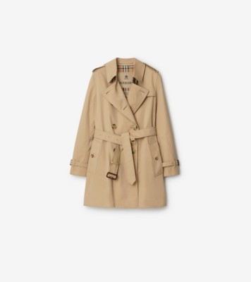 Short Kensington Heritage Trench Coat in Honey - Women, Cotton Gabardine | Burberry&amp;reg; Official