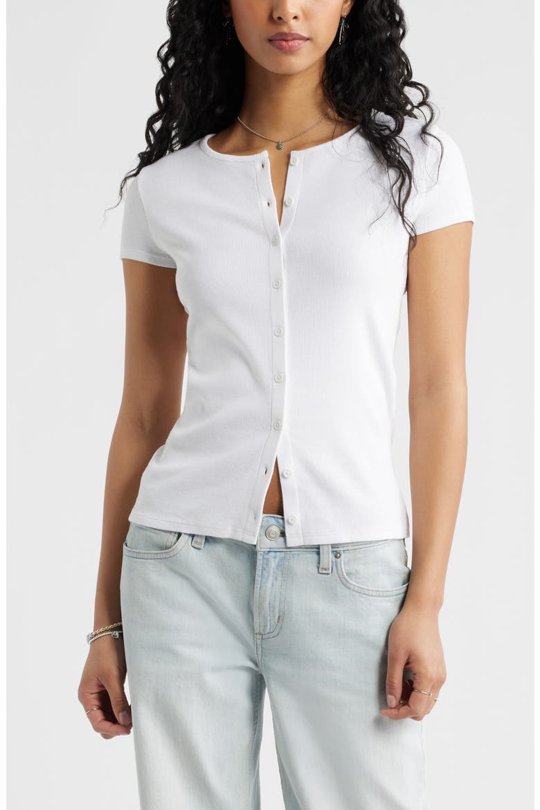 Short Sleeve Rib Knit Cardigan