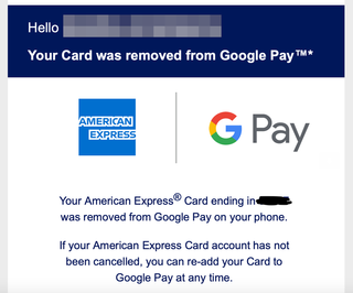 Google Pay American Express Kicked Off