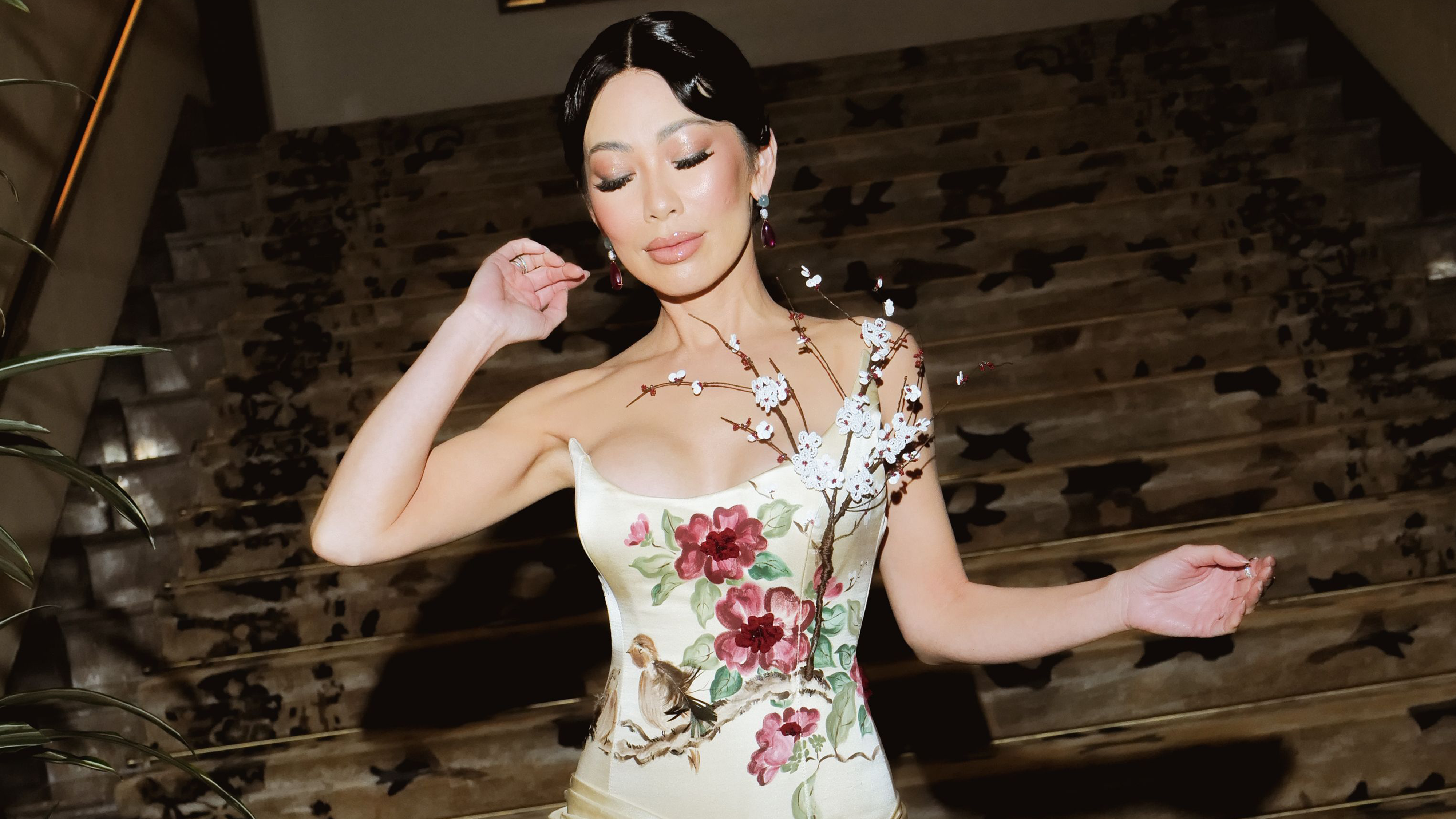 Photo of Christine Chiu getting ready for the 2025 Gold Gala.