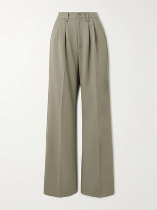 Carrie Pleated Wool-Twill Wide-Leg Pants