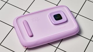 A pink myFirst Camera 50 smartphone camera for 5-12-year-olds