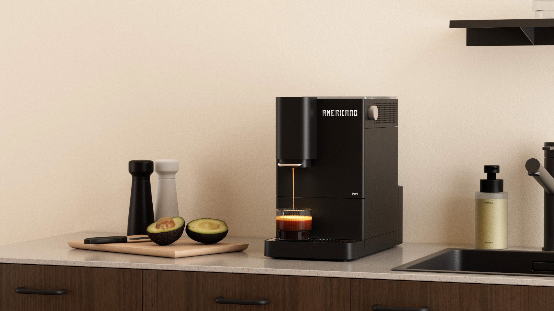The Terra Kaffe Demi on the kitchen counter