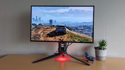 Asus ROG Swift OLED PG27AQDM from the front