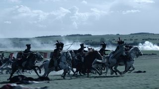 Napoleon VFX; men charge across a battlefield on horses