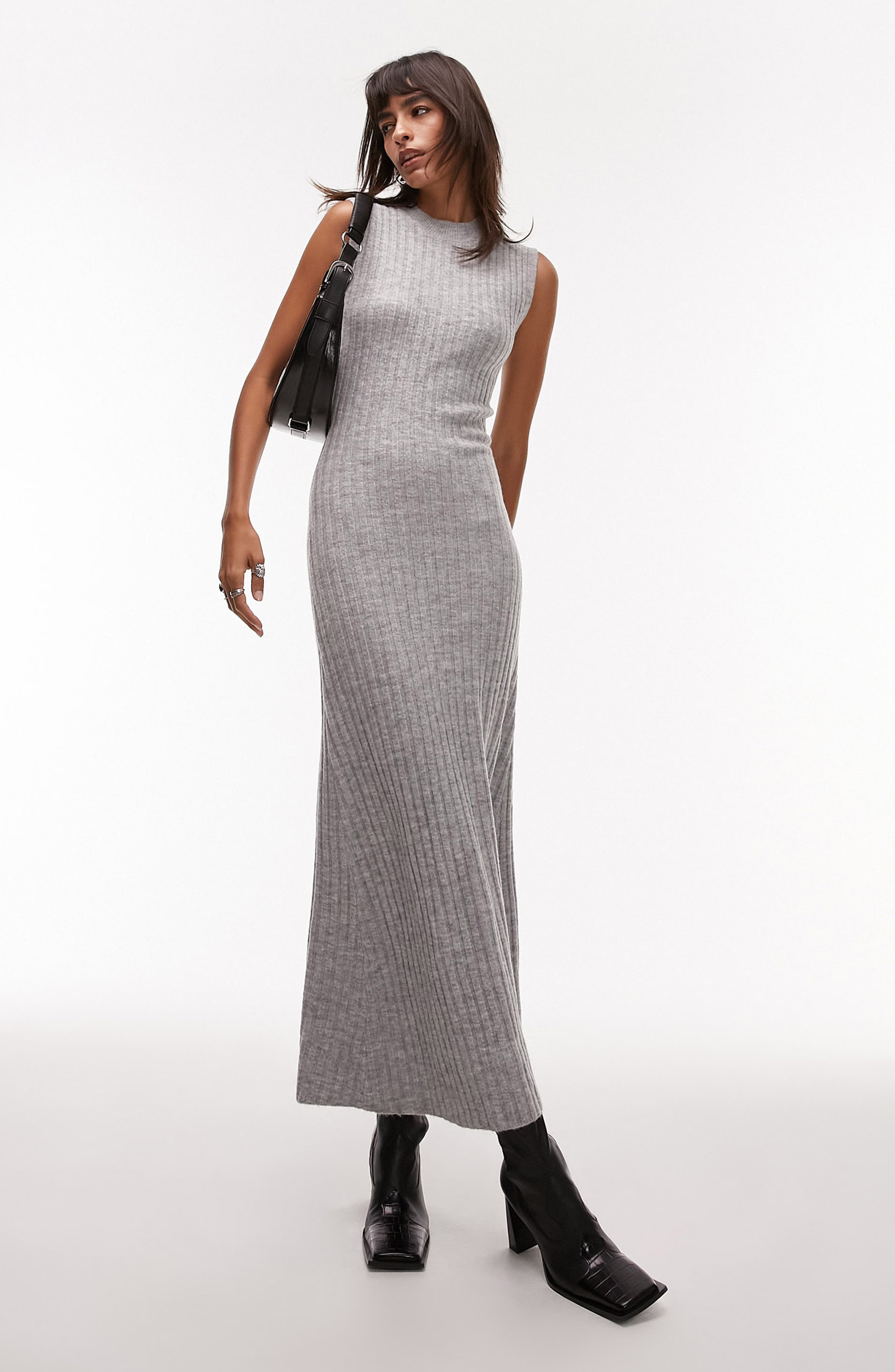 Sleeveless Ribbed Sweater Dress