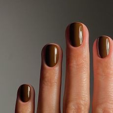 A chestnut brown manicure