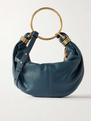 Bracelet Embellished Textured-Leather Shoulder Bag