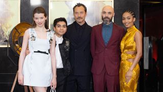 The main Peter Pan & Wendy cast with director David Lowery at the film's world premiere