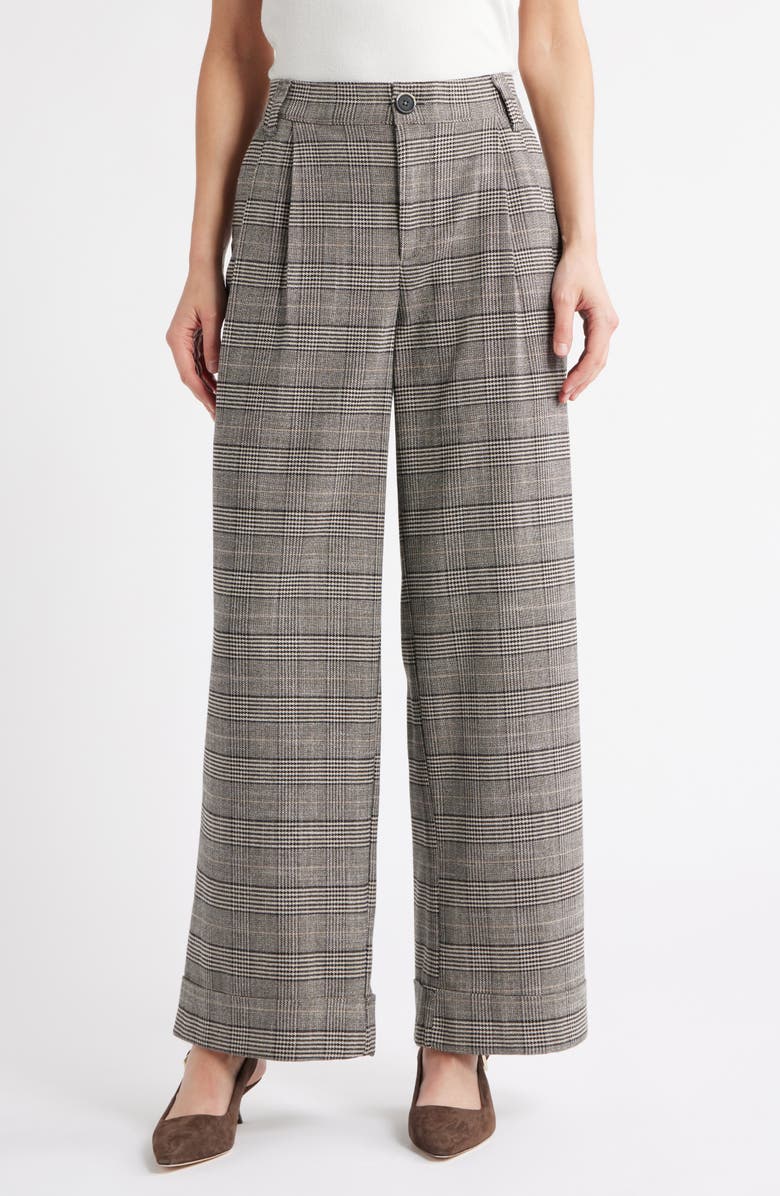 Skyrise Glen Plaid Pleated Wide Leg Trousers